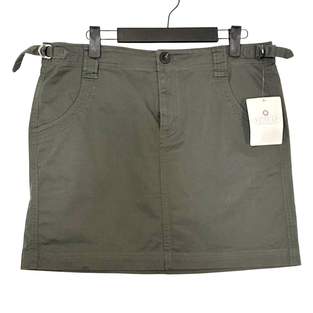 Athleta Skirt Womens 10 Green Organic Cotton Stretch Utility‎ Adjustable Pockets